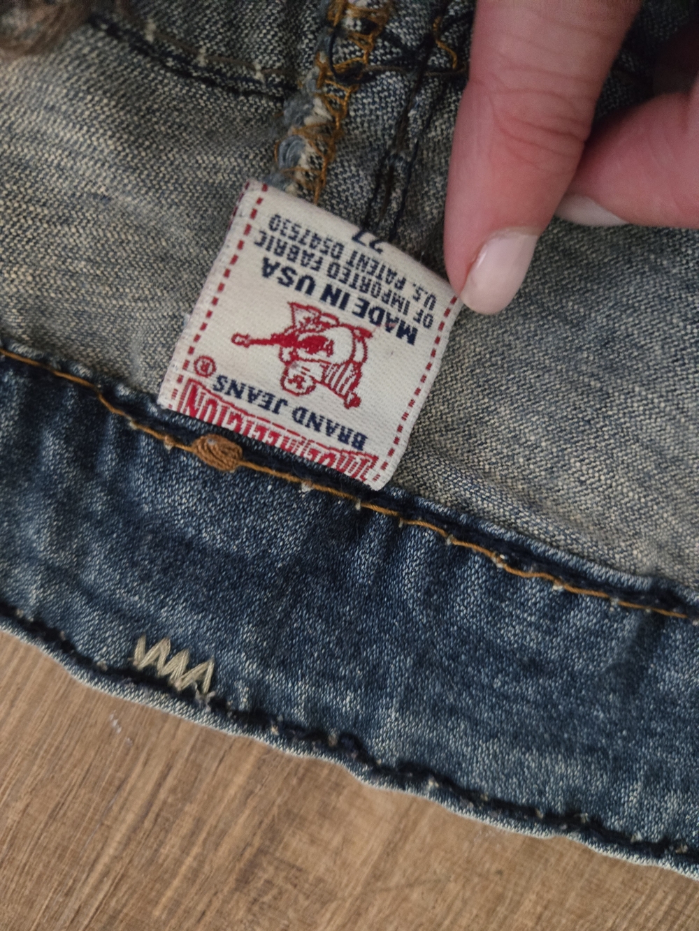 Vintage True Religion Low Rise Blue Denim Skinny Jeans with Contrast Stitching - Picture 5 of 6